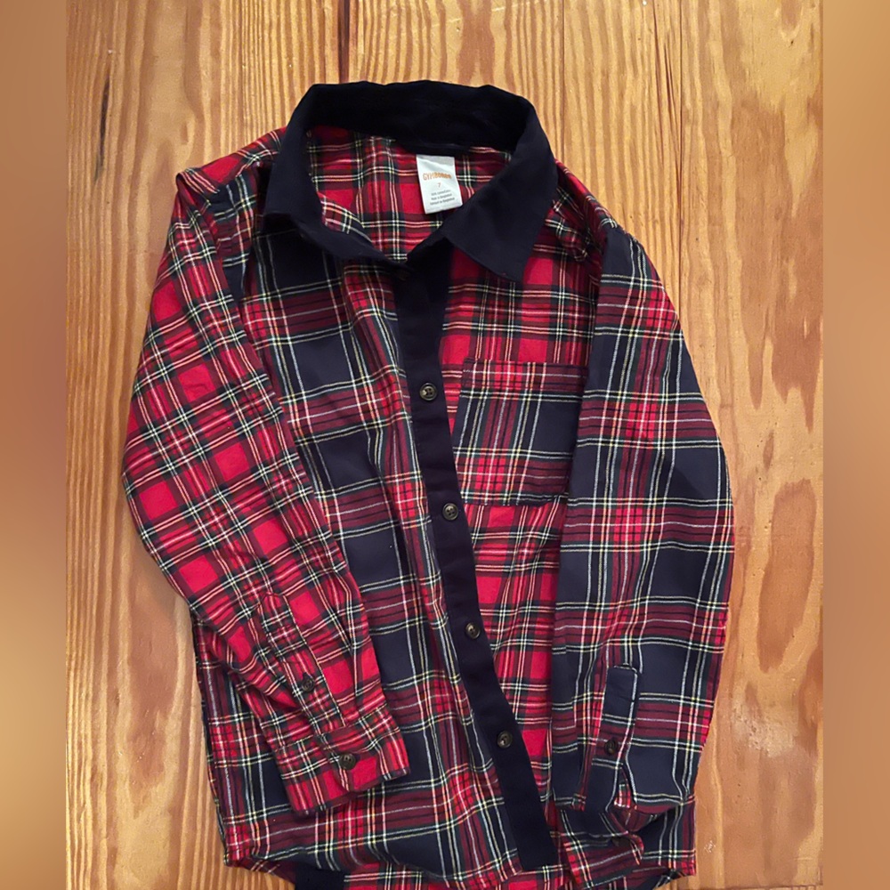 Gymboree Men's Red and Blue Plaid Button Down Shirt